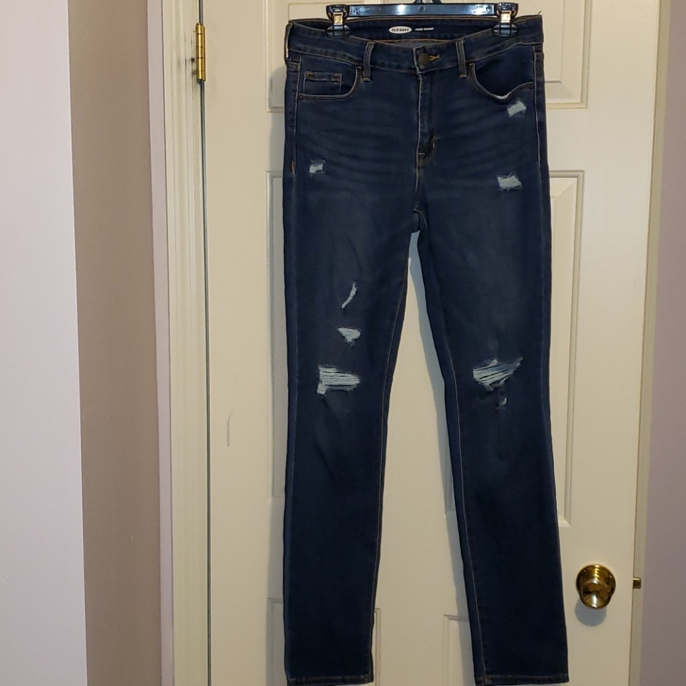 Old Navy Power Straight Distressed Jeans 6 Tall
